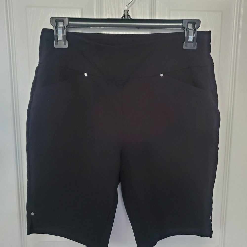 INC International Concepts Black Pull-On Stretch Bermuda Shorts